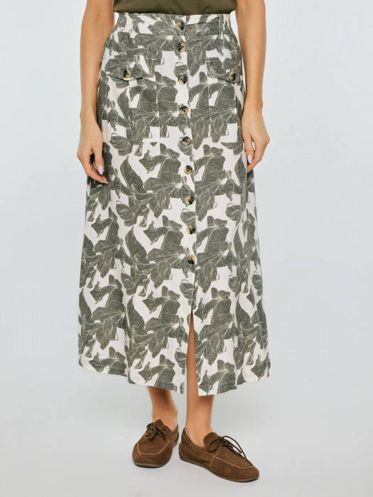 Biela midi sukňa so vzorom ROLIANA 000